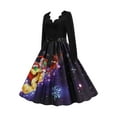 thumbnail image 2 of Gvmfive Womens Long Sleeve Santa Christmas Party Swing Skater Midi Dress, 2 of 4