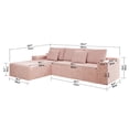 thumbnail image 5 of 104.3" L-Shaped Corduroy Sectional Sofa , No-Assembly Modular Couch, Deep Seat Recliner Lounge with 2 Pillows，Living Room & Bedroom, Pink, Left, 5 of 7