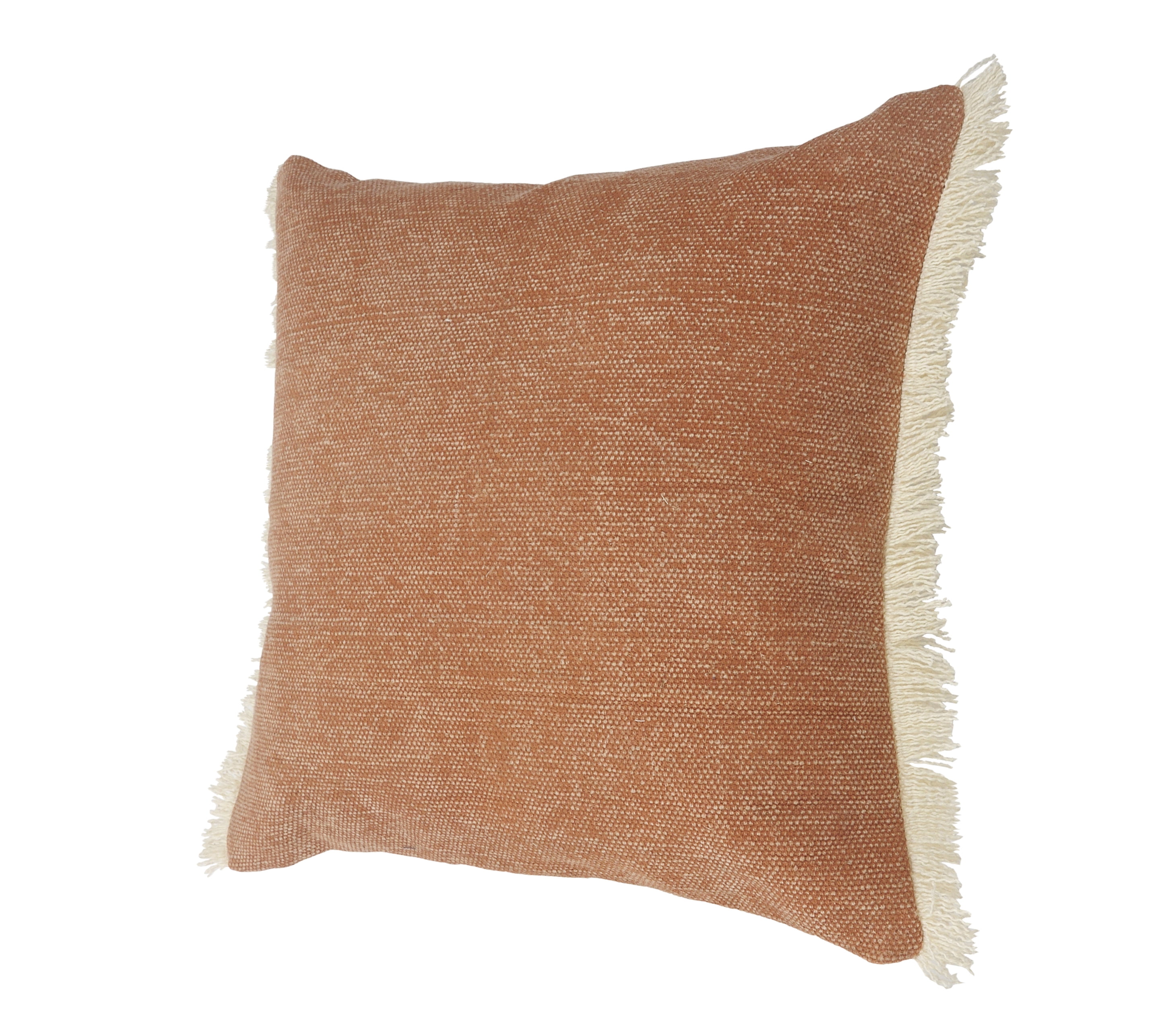 Ox Bay Bennett 20" x 20" Brown Solid Fringed Cotton Adult Decorative Throw Pillow Cover