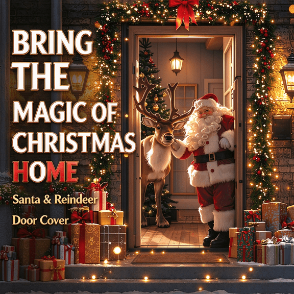Christmas Door Cover Santa Door Curtain Xmas Winter Decorations for Holiday Party Front Door Home Background Yard Decor Backdrop Supplies by MPOISVA