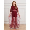 thumbnail image 3 of YONGHS Robe de Demoiselle d'Honneur Sans Manches en Dentelle à Sequins pour Filles Robe de Mariage Robe de Bal pour Enfants Bourgogne 6, 3 of 7
