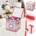 thumbnail image 3 of Votnto Christmas Ornaments Storage Box, Christmas Storage Box with Adjustable Dividers, Store up to 32 or 64 Christmas Ornaments, Plastic Xmas Ornaments Storage with Zippered Closure & Two Handles, 3 of 8