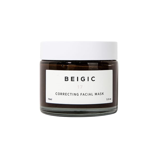 Mascarilla facial correctora BEIGIC – Mascarilla facial vegana para el cuidado de la piel coreana con polvo de grano de café y aceite de coco hidratante y exfoliante (2.36 onzas líquidas)
