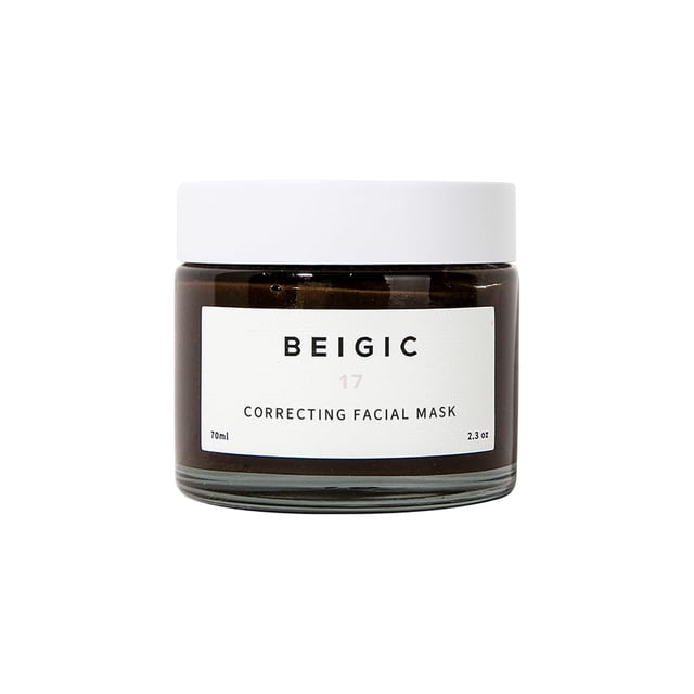 Mascarilla facial correctora BEIGIC – Mascarilla facial vegana para el cuidado de la piel coreana con polvo de grano de café y aceite de coco hidratante y exfoliante (2.36 onzas líquidas)