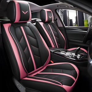 Otoez Pink PU Leather Full Seat Cover Set, 5-Piece