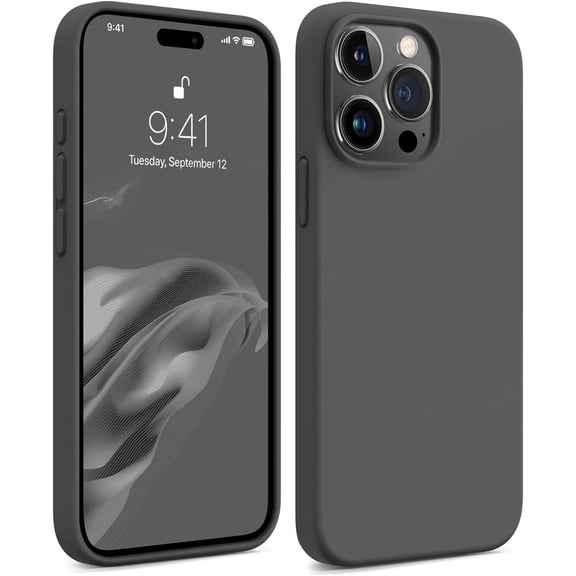 iPhone 15 ProMax Case, Silicone Ultra Slim Shockproof Protection Phone Case for iPhone 15 Pro Max Cases with [Soft Anti-Scratch Microfiber Lining] 6.7 inch (Space Grey)