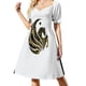 thumbnail image 2 of UCF mármol negro y dorado pegasus vestido de manga corta ropa de mujer elegante vestidos de mujer promoción, 2 of 7
