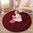 thumbnail image 2 of KIXINWA Burgundy Round Rug for Girls Bedroom, Fluffy Circle Rug for Kids Room, 4x4 Feet Fuzzy Circular Rug, Soft Plush Area Rug for Bedroom, Non Slip Shaggy Living Room Rug, 2 of 6