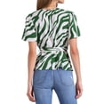 thumbnail image 3 of BLUSA Elegante Chic con Volantes para Mujeres INSPIRE CHIC Cuello en V Cintura Elástica Cinturón Talla L Verde Blanco, 3 of 6