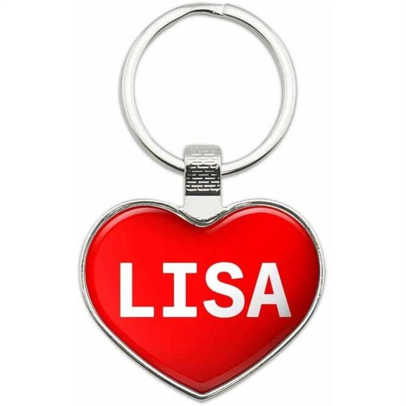 Lisa - Names Female Metal Heart Keychain Key Chain Ring, Multiple Colors Available