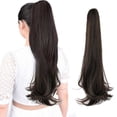 thumbnail image 4 of XIAQUJ Extensions de Cheveux à Clip Noir 45CM Queue de Cheval Longue Cheveux Raides Extension de Cheveux Aspect Naturel Postiche Synthétique pour Femmes Noir, 4 of 4