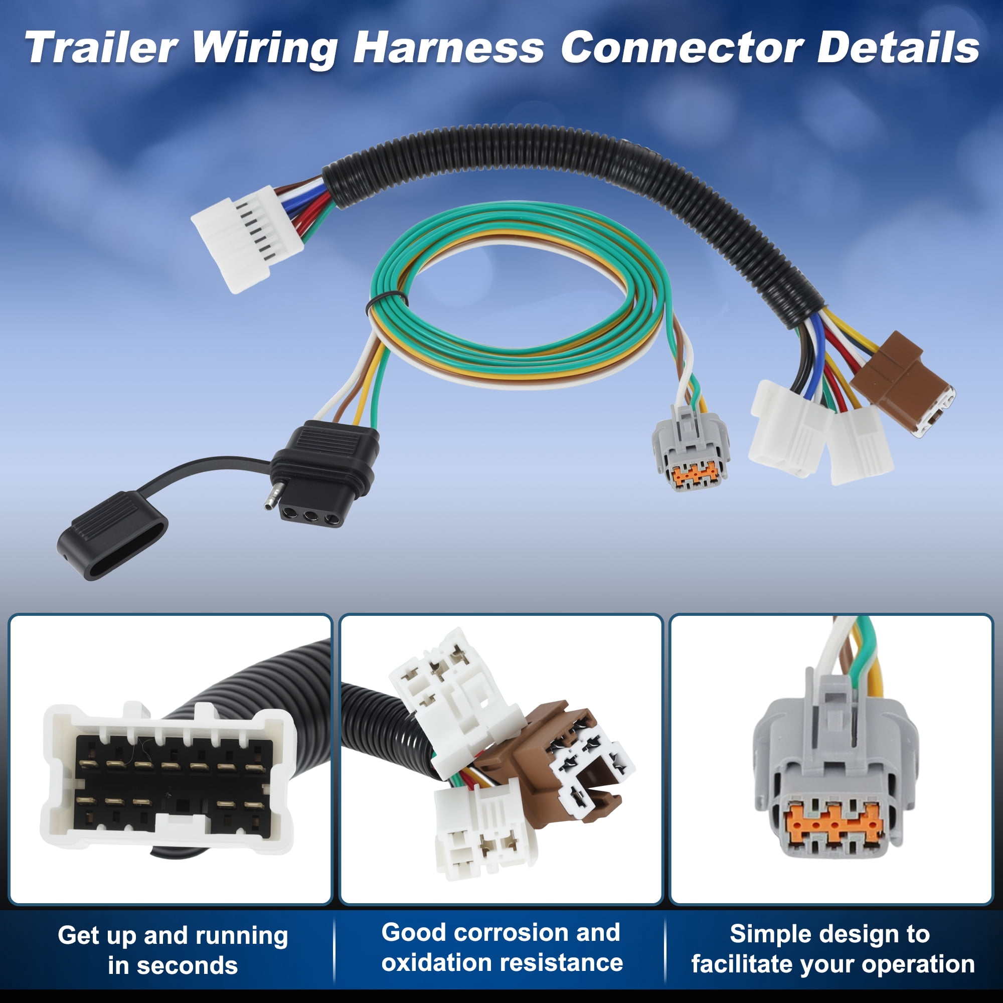 Unique Bargains 4 Pin Trailer Wiring Harness Towing Hitch Kit for Nissan Frontier