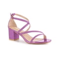 thumbnail image 1 of BLISSFUL STEP Women's Glitter Crisscross Strap Chunky Heels Sandals Purple (Size 9), 1 of 6