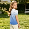 thumbnail image 6 of WRKEKC Girls Short Sleeve Tops Puff Sleeve Floral Print Round Neck Summer Casual Blouse for 4-15 Years, 6 of 7
