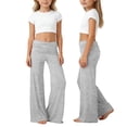 thumbnail image 3 of Kids Wide Leg Fold Over Yoga Pants Coral Girl Yogahose Lounge Pant Ruched Waist Sports Foldover Sweatpants, 3 of 7
