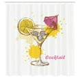thumbnail image 2 of Ambesonne Cocktail Party Shower Curtain, Vodka Martini Lemon, 69"Wx70"L, Yellow Pink Pale Grey, 2 of 4