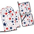 thumbnail image 2 of 4th of July Oven Mitts and Pot Holders 4 Pcs Sets for Kitchen, Cooking Gloves Heat Resistant Oven Mitt Gloves Non Slip Potholders for Baking, BBQ, Grilling, 2 of 6