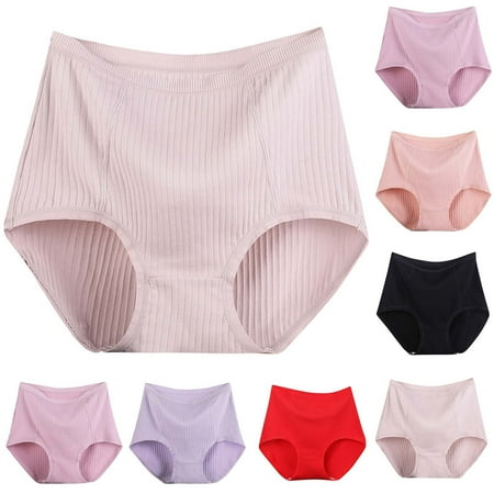 Summer Savings Clearance 2025! itsun Plus Size Womens Underwear  Brief Underwear for Women  Women s High Waisted Soft Breathable Panties Stretch Seamless Briefs Black XXXXXL