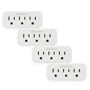 3 Grounded Multi Outlet Adaptor Wall Plug (Pack of 4)