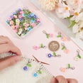 thumbnail image 3 of 1 Box 50Pcs Flowers Crochet Stitch Markers Flower Clasp Charms Bulk Polymer Clay Plant Floral Leaf Locking Marker with Alloy Lobster Claw Clasp, 3 of 6
