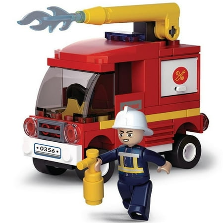 UPC: 0639939930616 | SlubanKids Fire Truck Water Tender Building Blocks 75 Pcs set Building Toy Fire Vehicle