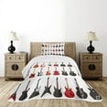 thumbnail image 4 of Ambesonne Guitar Quilted Bedspread Set 2 Pcs, Instruments Acoustic, Twin Size, Vermilion Black White, 4 of 5