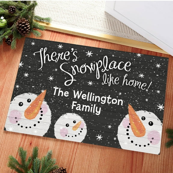 There's Snowplace Like Home Personalized Doormat, Family of Four - Six