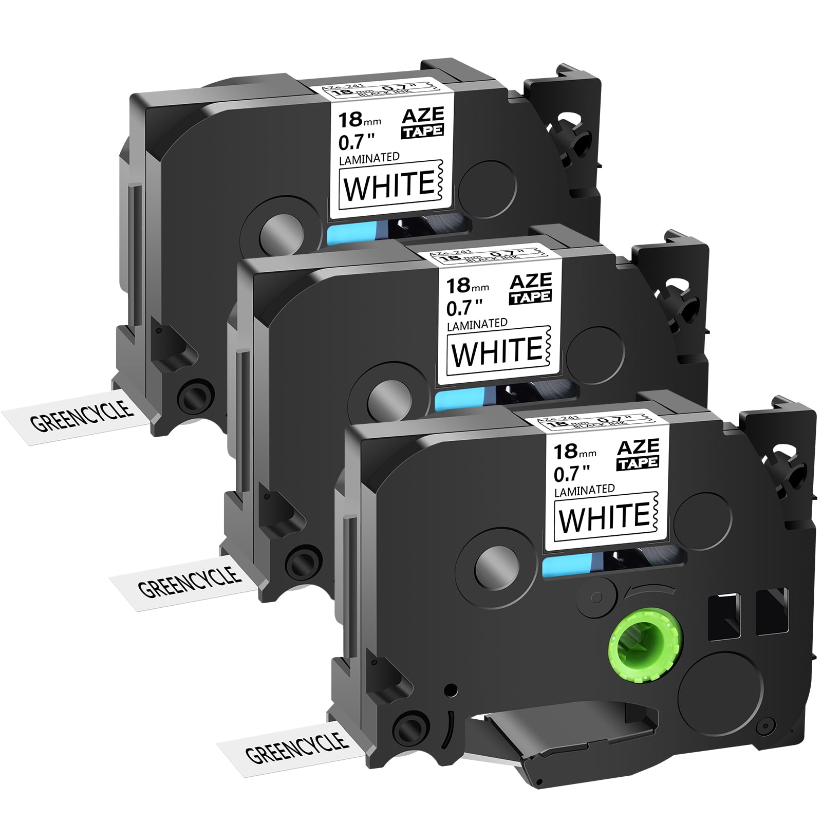 GREENCYCLE 3PK Compatible for Brother Black on White 18mm 8m TZ TZe TZe-241 TZ-241 TZe241 TZ241 Laminated Label Tape use in PT-1830 PT-1880 PT-1900 PT-2030 PT-2730 Label Maker