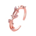 thumbnail image 1 of WREESH Women's Diamond-studded Branch Opening Creative Cross Rattan Adjustable Ring, 1 of 5