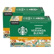 Starbucks Coffee K-Cup Pods Decaf Veranda Blend Blonde Roast Decaffeinated 100% Arabica Coffee 10ct K-Cups Box (Pack of 2 Boxes)