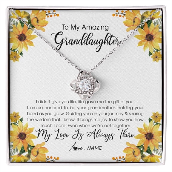 To My Granddaughter Necklace My Love Is Always There, White Love Knot Necklace