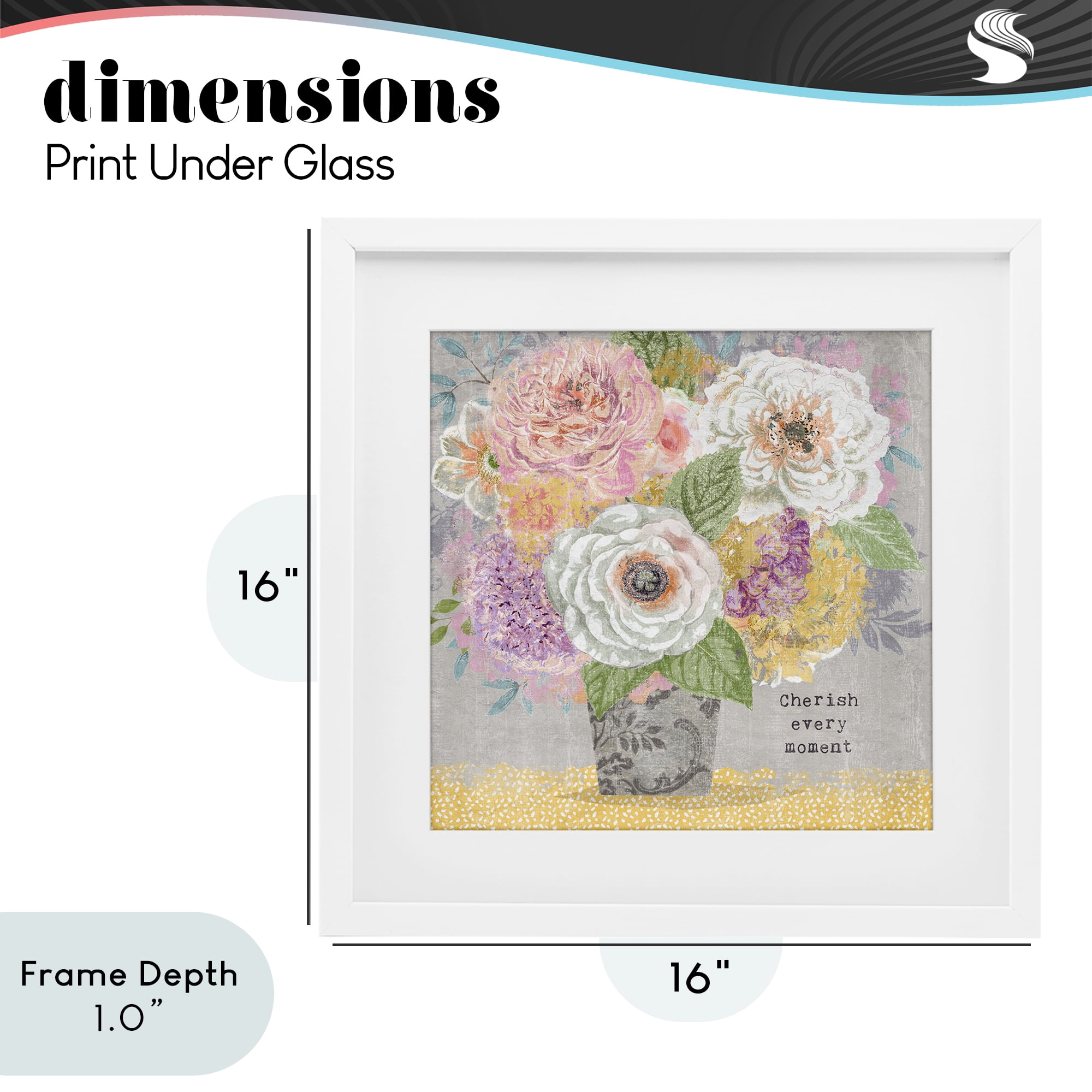 Stupell Industries Cherish Every Moment Inspiration White Framed Print Under Glass, design by Suzanne Nicoll