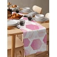 thumbnail image 6 of Pink Geometric Table Runner Cotton Linen 90 Inch Holiday Dresser Scarves, Gold White Hexagon Modern Gradient Tablerunner for Kitchen Coffee Dining Bedroom Living Room Dinner Scarf Décor 13''x90'', 6 of 9