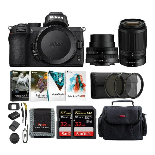 Nikon Z50 DXFormat Mirrorless Camera with 1650mm, 50250mm Lenses and