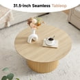 thumbnail image 5 of YOCWO 31.5" Small Round Coffee Table for Small Apartment Living Room, Modern Natural Coffee Table with Fluted Drum, 5 of 7
