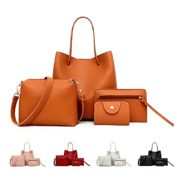 Bolso Casual Para Mujer 4 Piezas Marron Malubero Malu1863