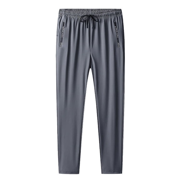 JULMCOMO Plus Size Joggers for Men Lightweight Quick Dry Breathable Cuffed Athletic Pants Drawstring Stretchy Loose Fit Hiking Pants with Zipper Pockets Dark Gray L