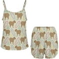 thumbnail image 3 of HPINK-T Womens Cami Shorts Pajama Sets Cute Capybara Soft 2 Piece Pj Lounge Set Sleep Sleepwear, 3 of 10