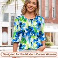 thumbnail image 2 of B-bfgl 3X-Large 3/4 Length Sleeve Shirts for Womens Pleated Summer Tops 2025 Ruffle Bell Sleeve Fasion Trendy Spring Blouses, 2 of 5