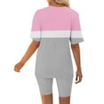 thumbnail image 5 of Blouses pour Femmes, Mode Imprimée Blouse Col en V Manches Courtes Hauts Shorts Ensemble Décontracté, 5 of 5