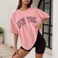 thumbnail image 2 of Camiseta holgada de manga corta y cuello redondo con estampado informal para mujer, 2 of 4