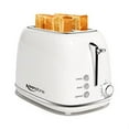 thumbnail image 1 of 2 Slice Stainless Steel Toaster Retro with 6 Bread Shade Settings, Bagel, Cancel, Defrost Function, 2 Slice Toaster with Extra Wide Slot, Removable Crumb Tray, White, 1 of 7