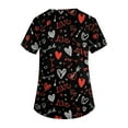 thumbnail image 4 of Dwralegc Valentines Day Scrub Uniforms Women V Neck Top Heart Pattern Short Sleeve Nurse Oversized Shirts Stretch Uniform Black 2XL, 4 of 5