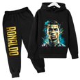 thumbnail image 2 of Conjunto de sudadera con capucha para niños con estampado de Ronaldo 2024, pantalones con capucha de vellón de otoño e invierno, ropa deportiva informal de dos piezas para niños, 2 of 5