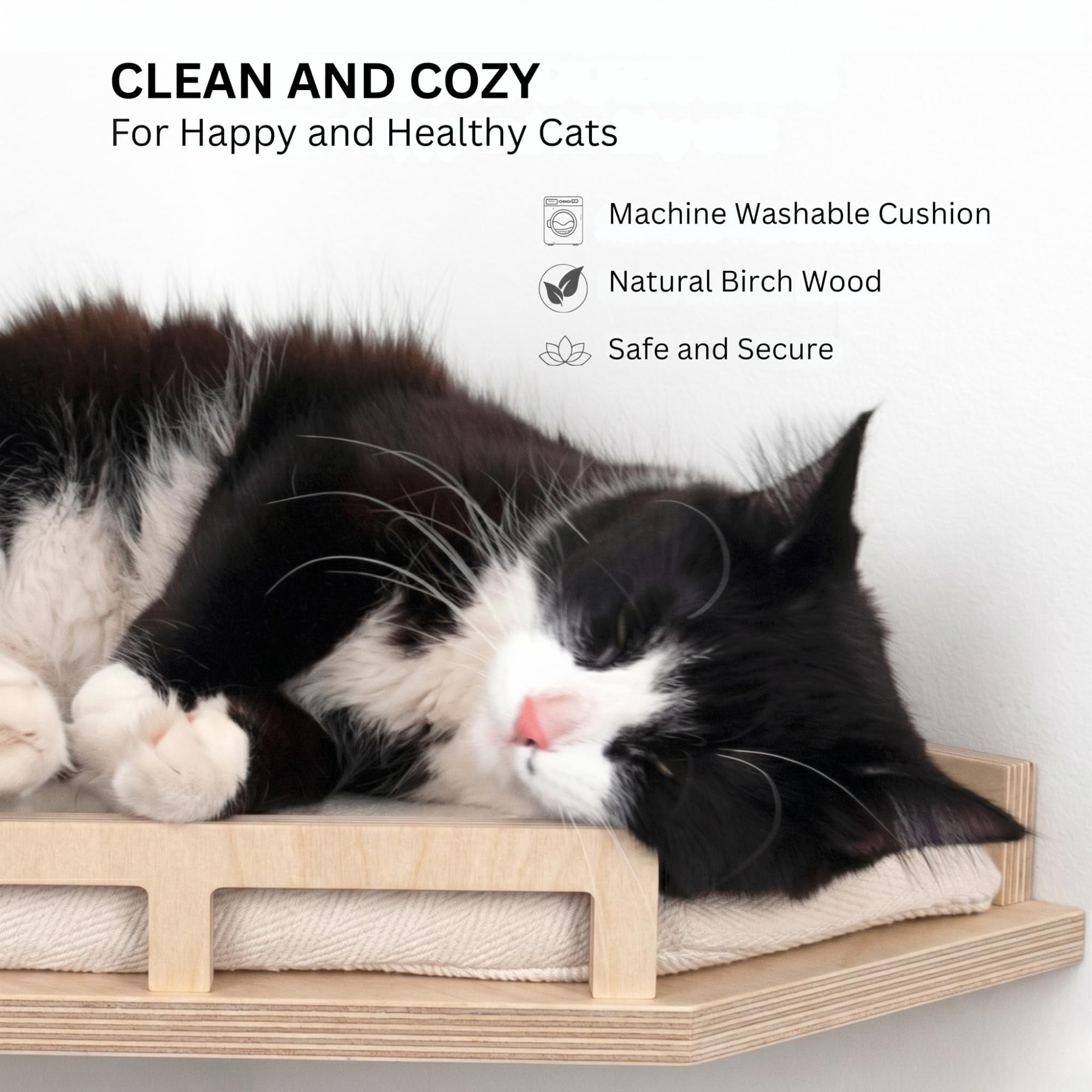 Cat Wall Shelves - Safe And Sturdy Furniture Stylish Corner Shelf With 3 Steps For Cats Up To 15lbs Cushioned Perch Stairs Climbing Playing Wood