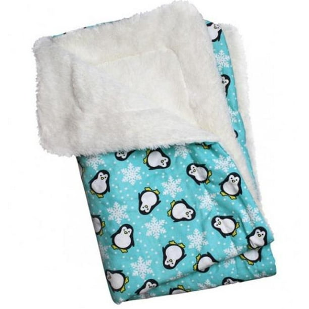 Klippo KBLNK057 Penguins & Snowflakes Flannel & Ultra-Plush Blanket  Turquoise 