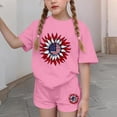 thumbnail image 4 of SGFCWSX Girls 2 Piece Outfits Kids 4th of July Casual Summer Oversized Short Sleeve T Shirt Graphic Print Elastic Waist Shorts Daily Wear Pink Size 11-12 Years, 4 of 6
