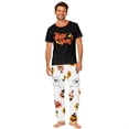 thumbnail image 2 of Family Halloween Pajamas Matching Sets Skeleton Bat Crew Neck Spooky Pajamas Witch Hat Candy Horror Wide Leg Pjs, Men:XL, 2 of 7