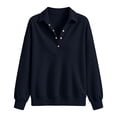 thumbnail image 4 of PRfgtbd Womens Henley Sweatshirts Half Button Collared Pullover Long Sleeve Drop Shoulder Sweatshirt Solid Color Plain Tops, 4 of 4