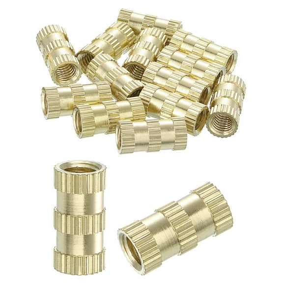 Knurled Insert Nuts, 15Pack M5 x 14mm(L) x 7mm(OD) Thread Printing Brass Nuts Female Threaded Inserts